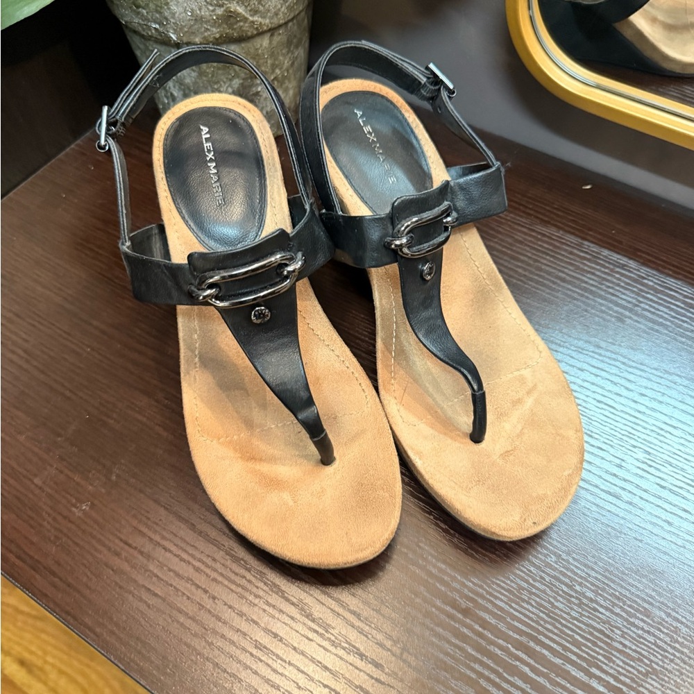 Alex Marie Black and Tan Women's Sandals